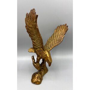 Vtg Solid Brass Bald Eagle Figurine Statue Sculpture 8" Bird